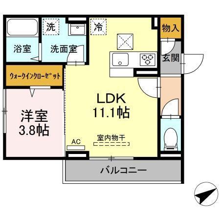 グランツ(1LDK/1階)の間取り写真