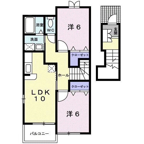 ミニョンパンセII(2LDK/2階)の間取り写真