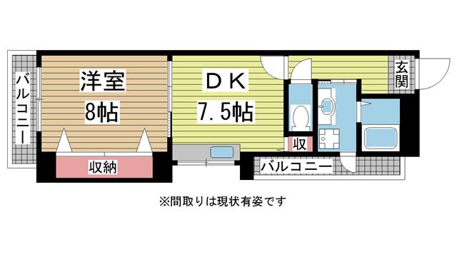 グレードタイム六甲(1DK/4階)の間取り写真