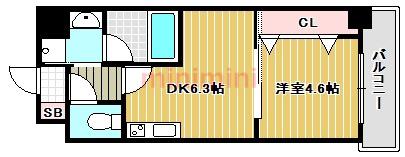 RECIO千里丘(1DK/4階)の間取り写真