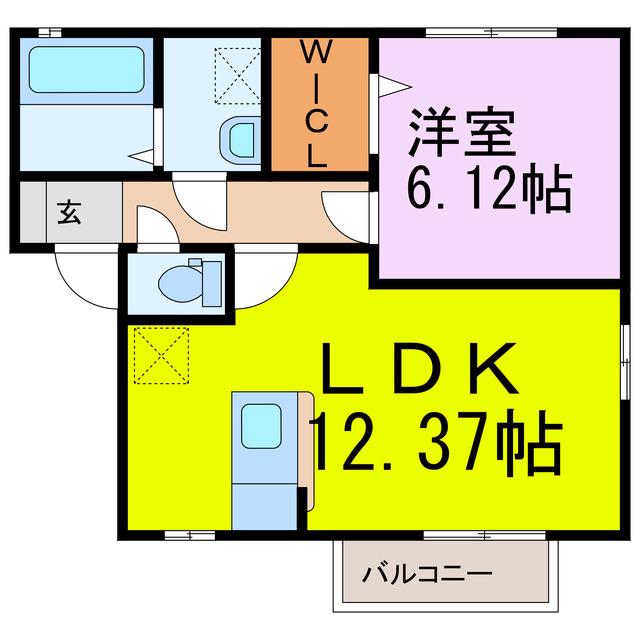 リヴェール(1LDK/1階)の間取り写真