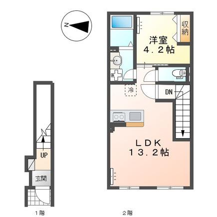 周南市横浜町アパート(1LDK/2階)の間取り写真