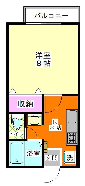 ボヌールA(1K/1階)の間取り写真