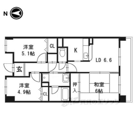 ミリアドリーブス群山(3LDK/3階)の間取り写真