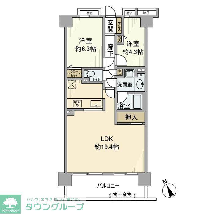 ブライトシティ船橋(2LDK/10階)の間取り写真
