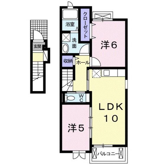 フェデール A(2LDK/2階)の間取り写真