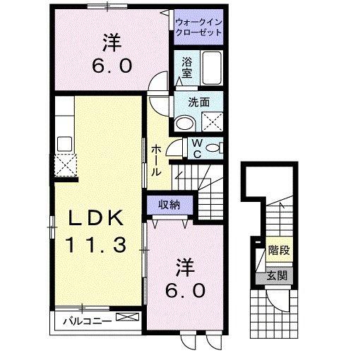 フェアリー(2LDK/2階)の間取り写真