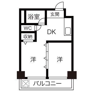 向陽ビル(1LDK/10階)の間取り写真