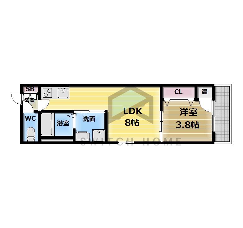 ルミエール弥刀(1LDK/2階)の間取り写真