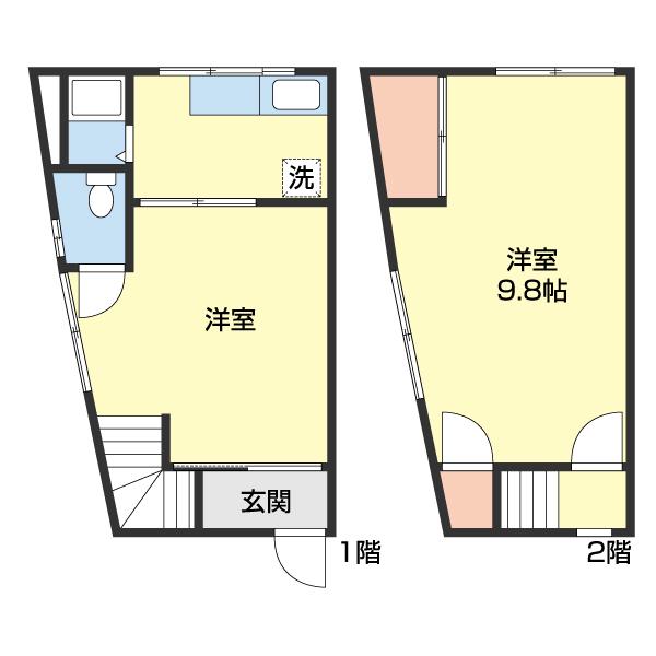 直川アパート(2K/1階)の間取り写真