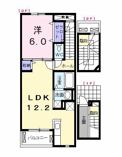 ヴァルト(1LDK/3階)の間取り写真