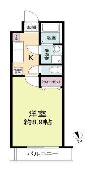 デルタ幟町(1K/4階)の間取り写真