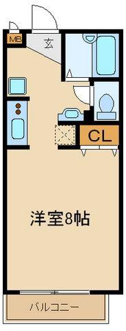 ベルフィーユ青葉台(ワンルーム/1階)の間取り写真