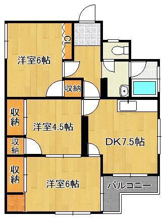 市瀬ビル(3DK/3階)の間取り写真
