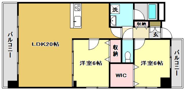 グランドール桜井(2LDK/2階)の間取り写真