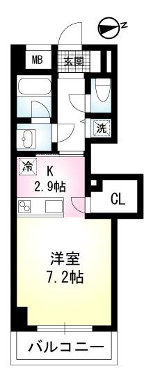 CIEL BLEU(ワンルーム/2階)の間取り写真