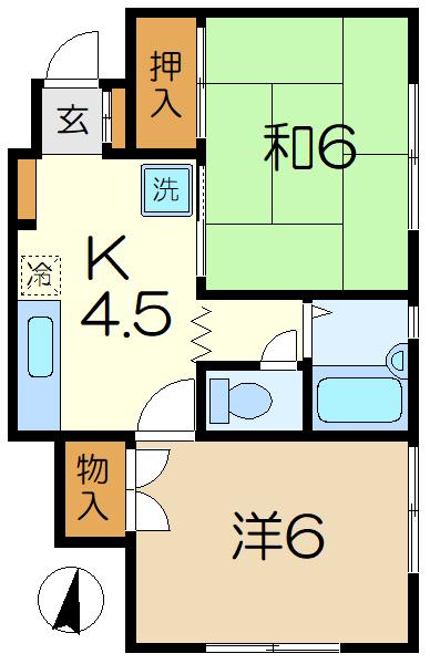 アミューズ磯子壱番館(2K/1階)の間取り写真