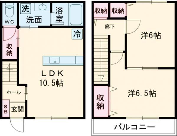 マーベラス西岡本II(2LDK/1階)の間取り写真