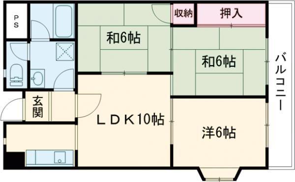 ハピネス39(3LDK/6階)の間取り写真
