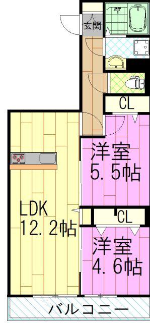 グラナーデ中葛西II(2LDK/2階)の間取り写真