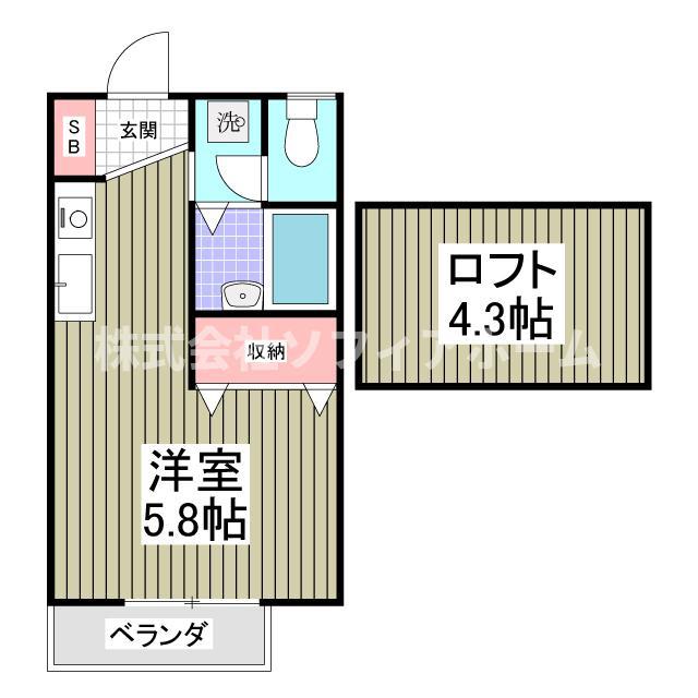 フロンティアIC棟(ワンルーム/2階)の間取り写真