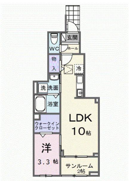 ヒカルサ清水本町(1LDK/1階)の間取り写真