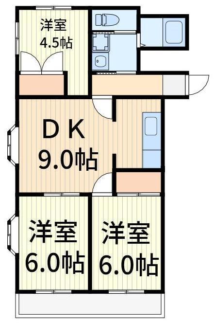 スカイハイムコミヤ(3DK/1階)の間取り写真