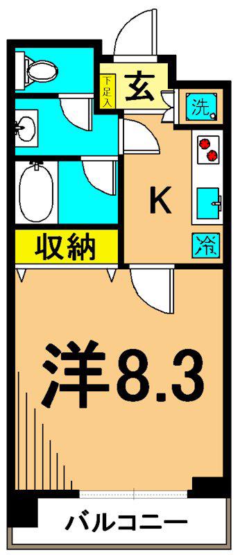シルフィード東品川(1K/8階)の間取り写真