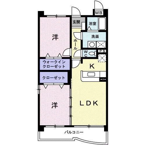 グランディール・S(2LDK/2階)の間取り写真