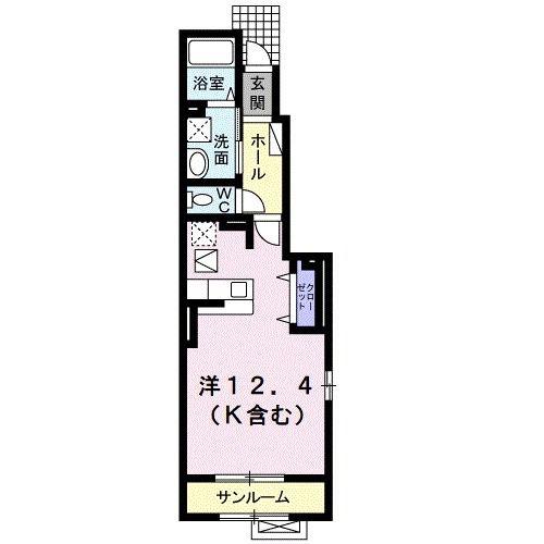 メゾン ド アンジュI(ワンルーム/1階)の間取り写真
