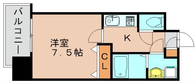 エンクレスト博多駅前III(1K/7階)の間取り写真
