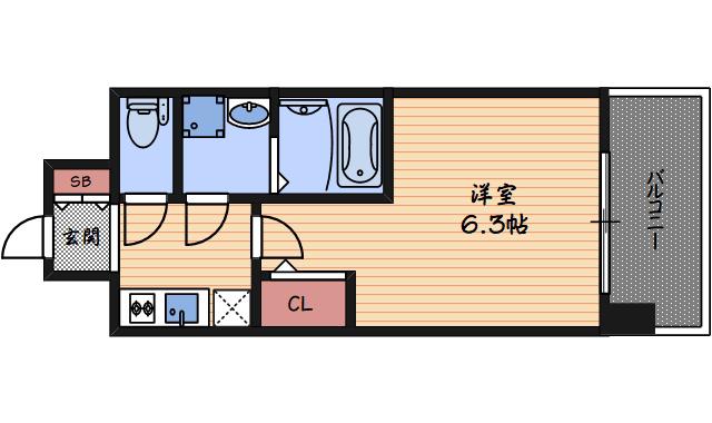 エスリードレジデンス大阪福島イースト(1K/9階)の間取り写真