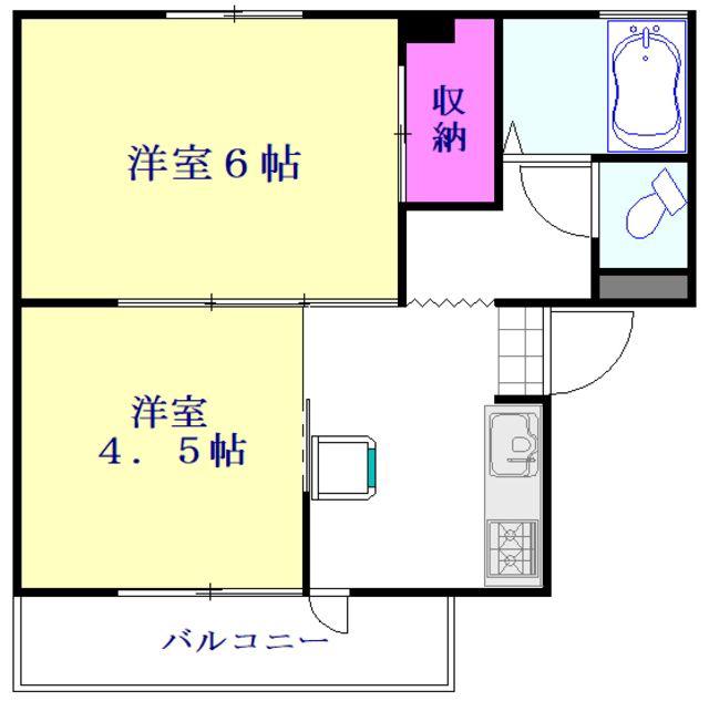 第二サンコーポラス(2K/3階)の間取り写真