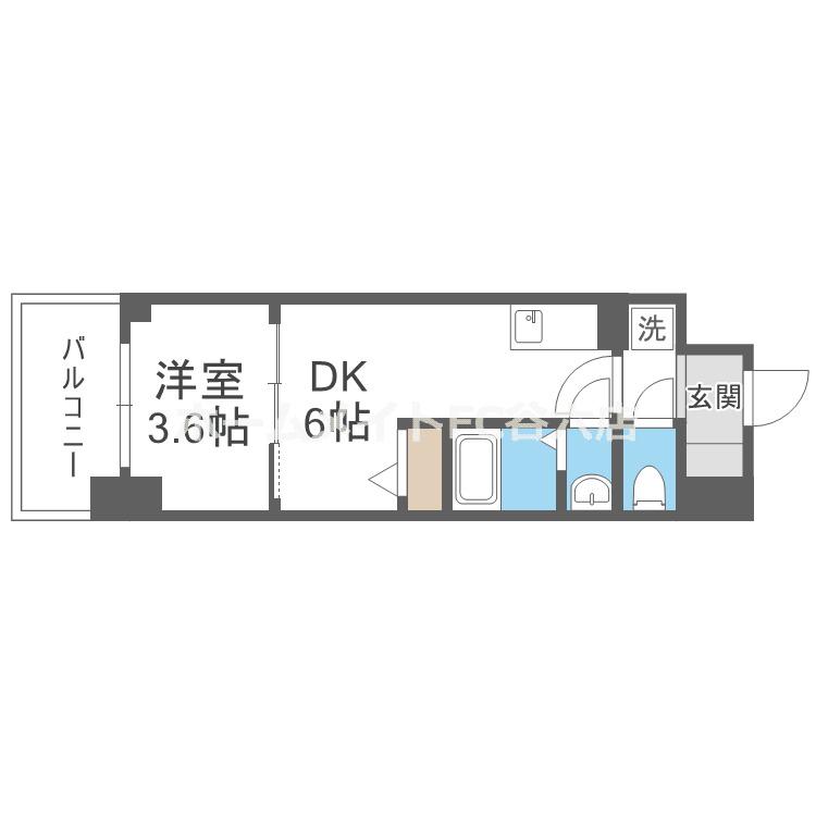 リヴェント福島野田(1DK/8階)の間取り写真