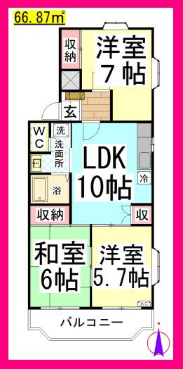 DLウエストヒル湘南台 (3LDK/3階)の間取り写真