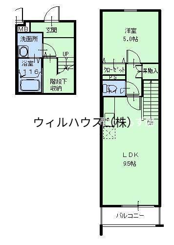 フジパレススリーハーブス中百舌鳥町1丁(1LDK/2階)の間取り写真