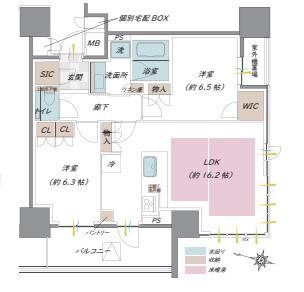 ザ・パークハウス大阪梅田タワー(2LDK/19階)の間取り写真