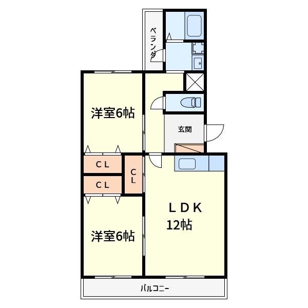 緑ハイツ(2LDK/3階)の間取り写真