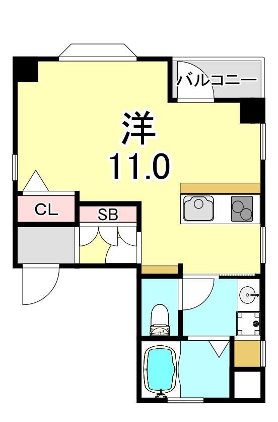 ユーワコート須磨(ワンルーム/2階)の間取り写真