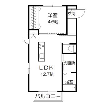 セリエAII(1LDK/1階)の間取り写真