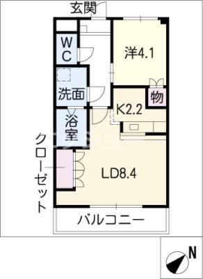 ラ・フォーネ東脇(1LDK/2階)の間取り写真