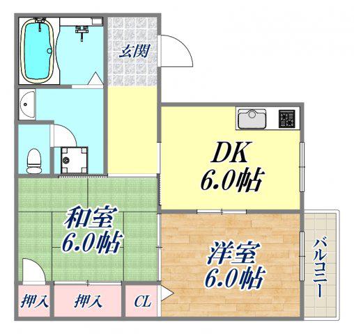 メゾン若山(2DK/1階)の間取り写真