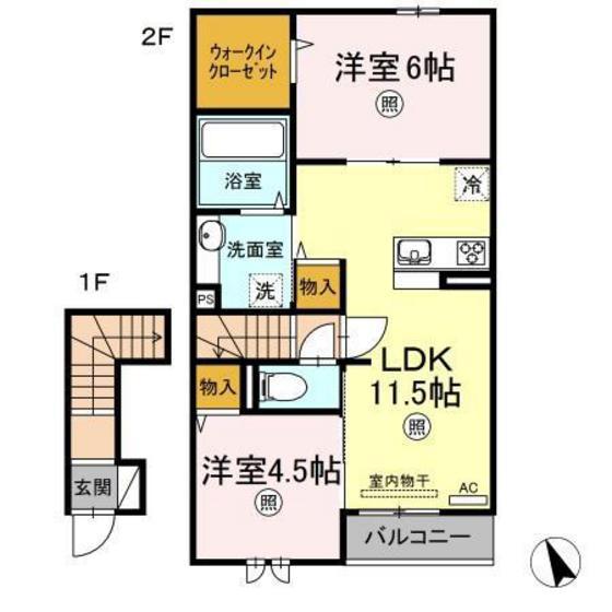 FELICITTA(2LDK/2階)の間取り写真