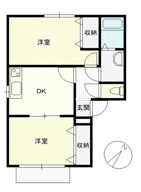 コーポ宮町II(2DK/2階)の間取り写真