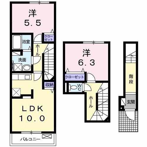 ブライト・アンジュ(2LDK/2階)の間取り写真