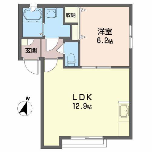 シャーメゾンエターナルB棟(1LDK/2階)の間取り写真
