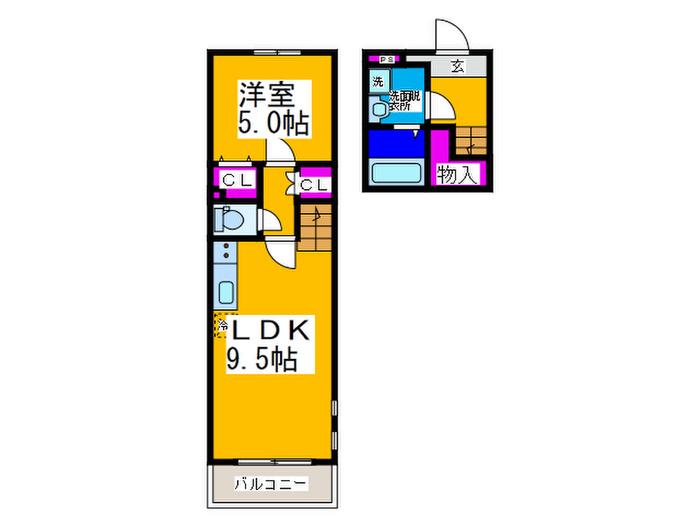 スリーハーブス狭山II番館(1LDK/3階)の間取り写真