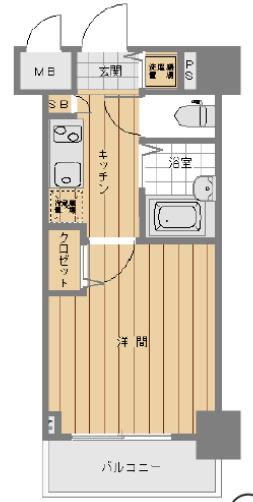 ガーラ・シティ門前仲町(1K/4階)の間取り写真