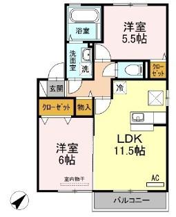 アンソレイエ松家(2LDK/1階)の間取り写真