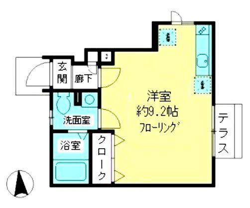コトーヴェール(ワンルーム/1階)の間取り写真